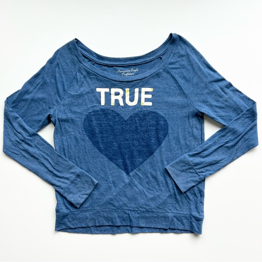 American Eagle Outfitters Blue “True Love” T-Shirt, Small